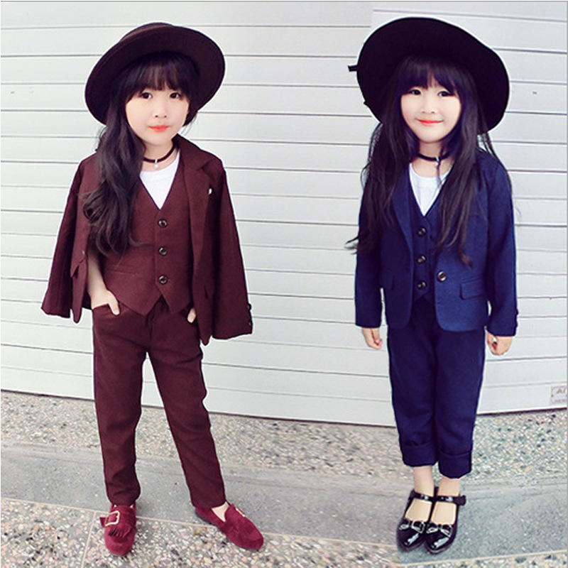 Baby Products Korea - Meisjes Formele Jas Vest Broek 3Pcs